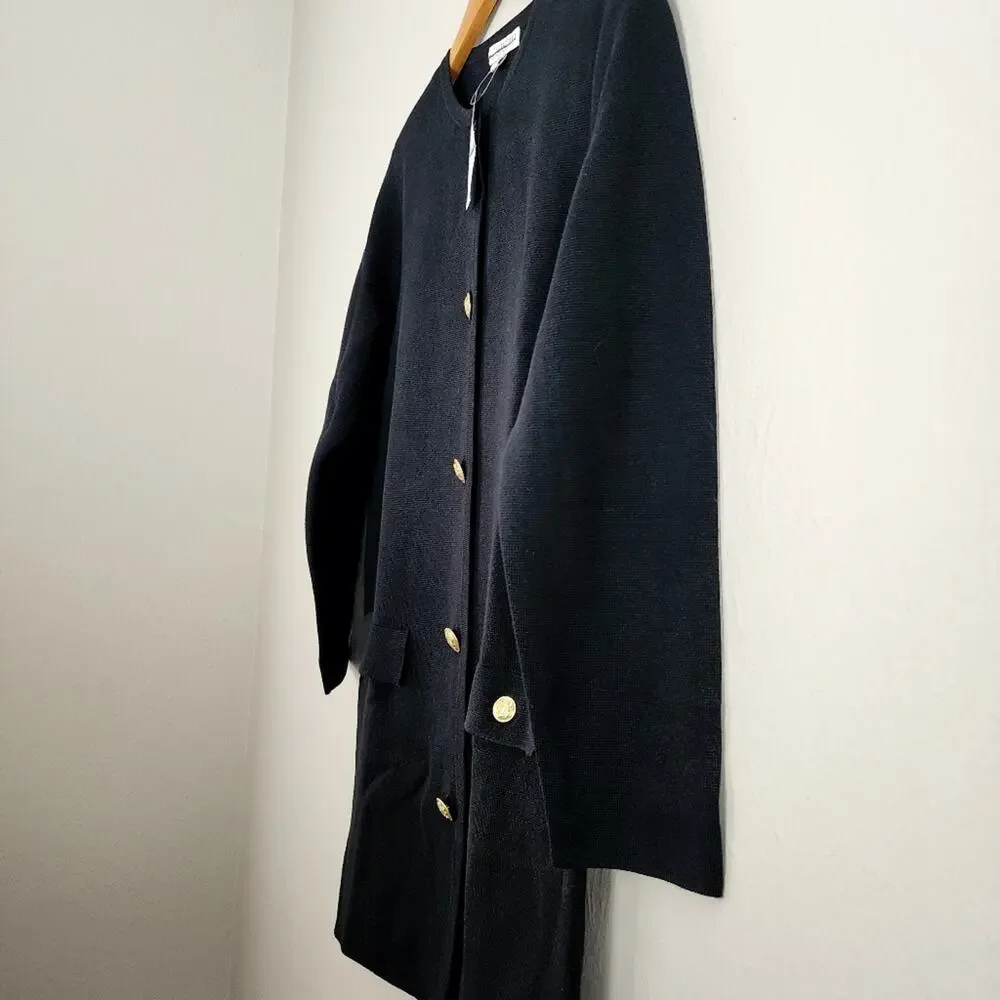 J. Crew Giselle Sweater Blazer in Black Gold Crest Buttons NWT Size XS CF095